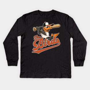 The Oriole Birds Baseball Mascot Kids Long Sleeve T-Shirt